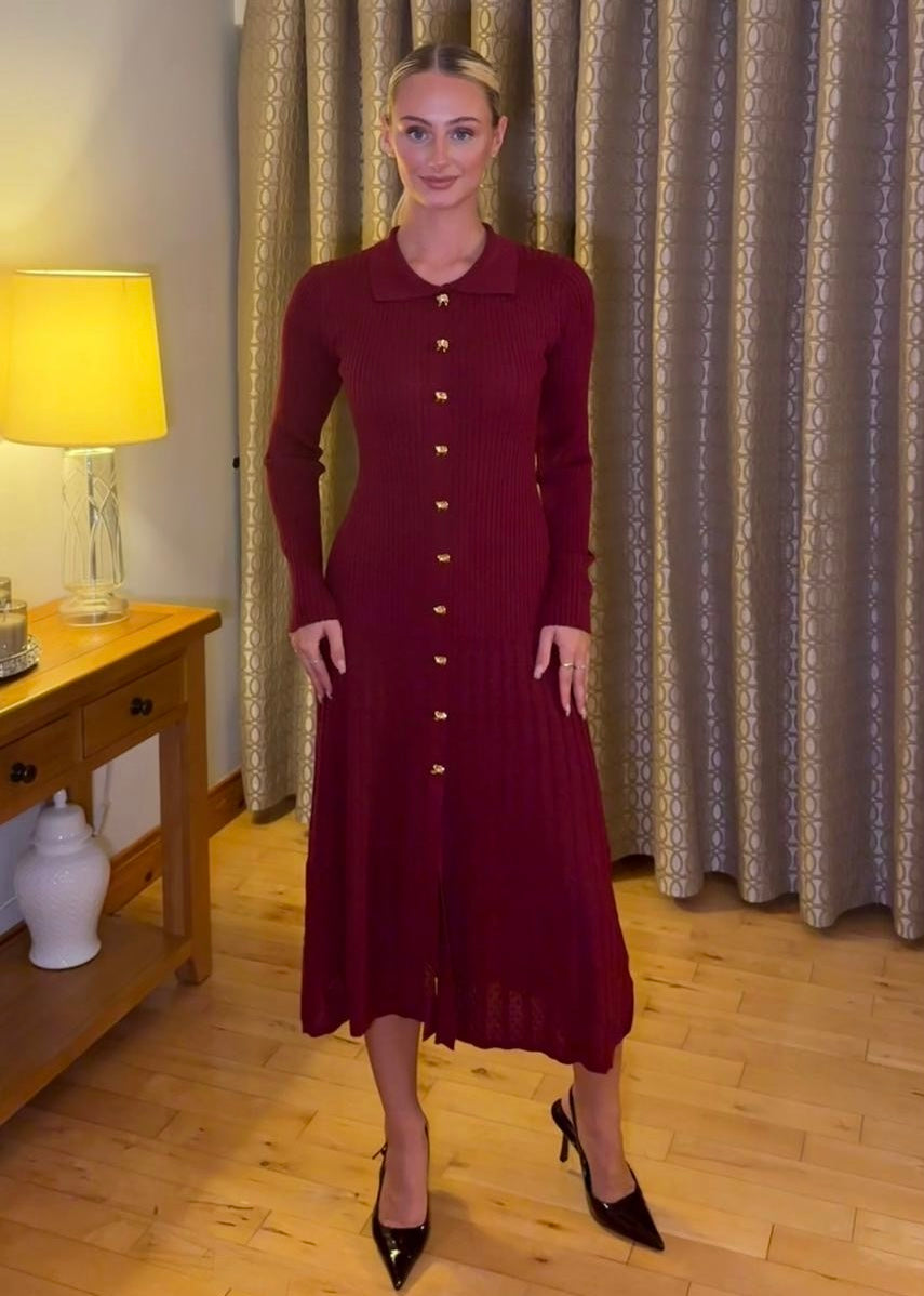 “Rita” Dress In Burgundy