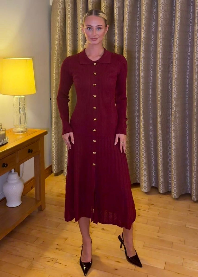 “Rita” Dress In Burgundy