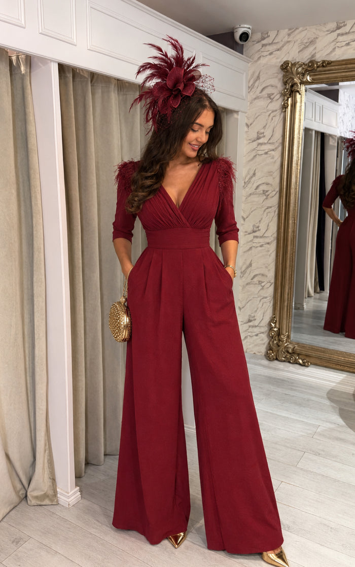 "Pamela" Jumpsuit in Burundy
