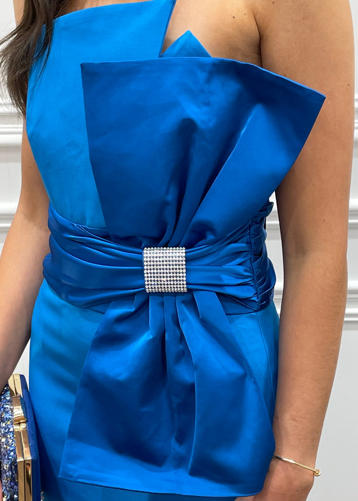 “Sienna” Bow Dress In Teal