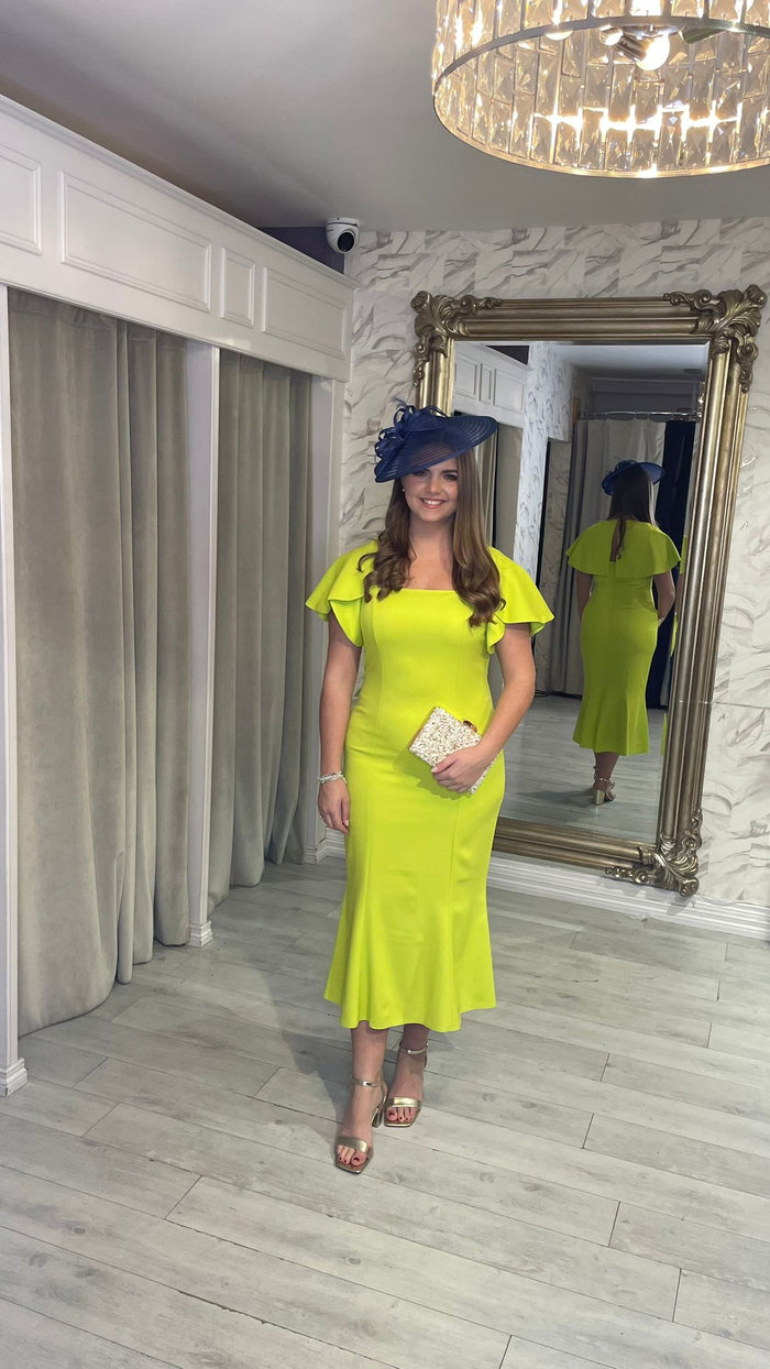 "Mona" Dress In Lime Green