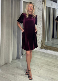 "Oakley" Dress In Burgundy Velvet