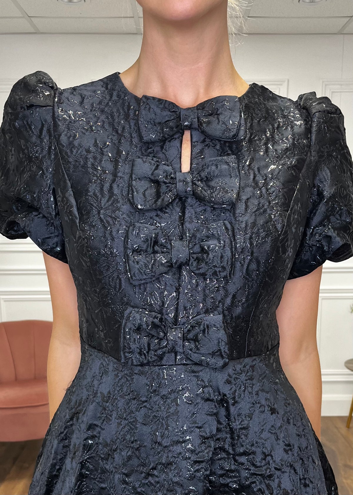 “Priya” Dress In Black Jacquard