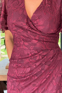 “Natasha” Dress In Berry Lace