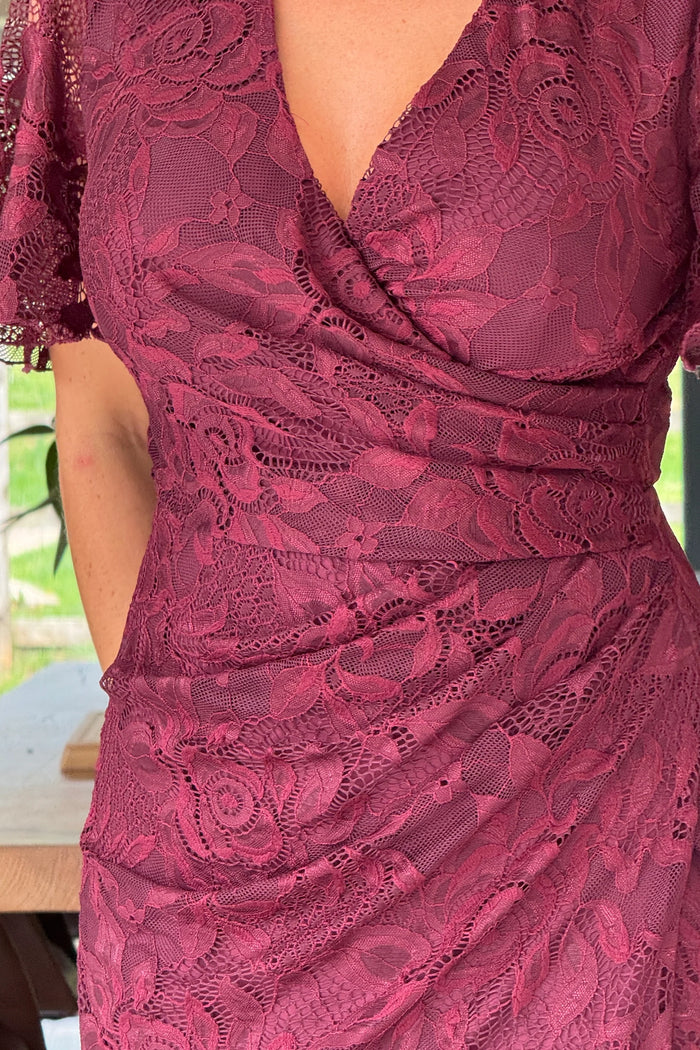 “Natasha” Dress In Berry Lace