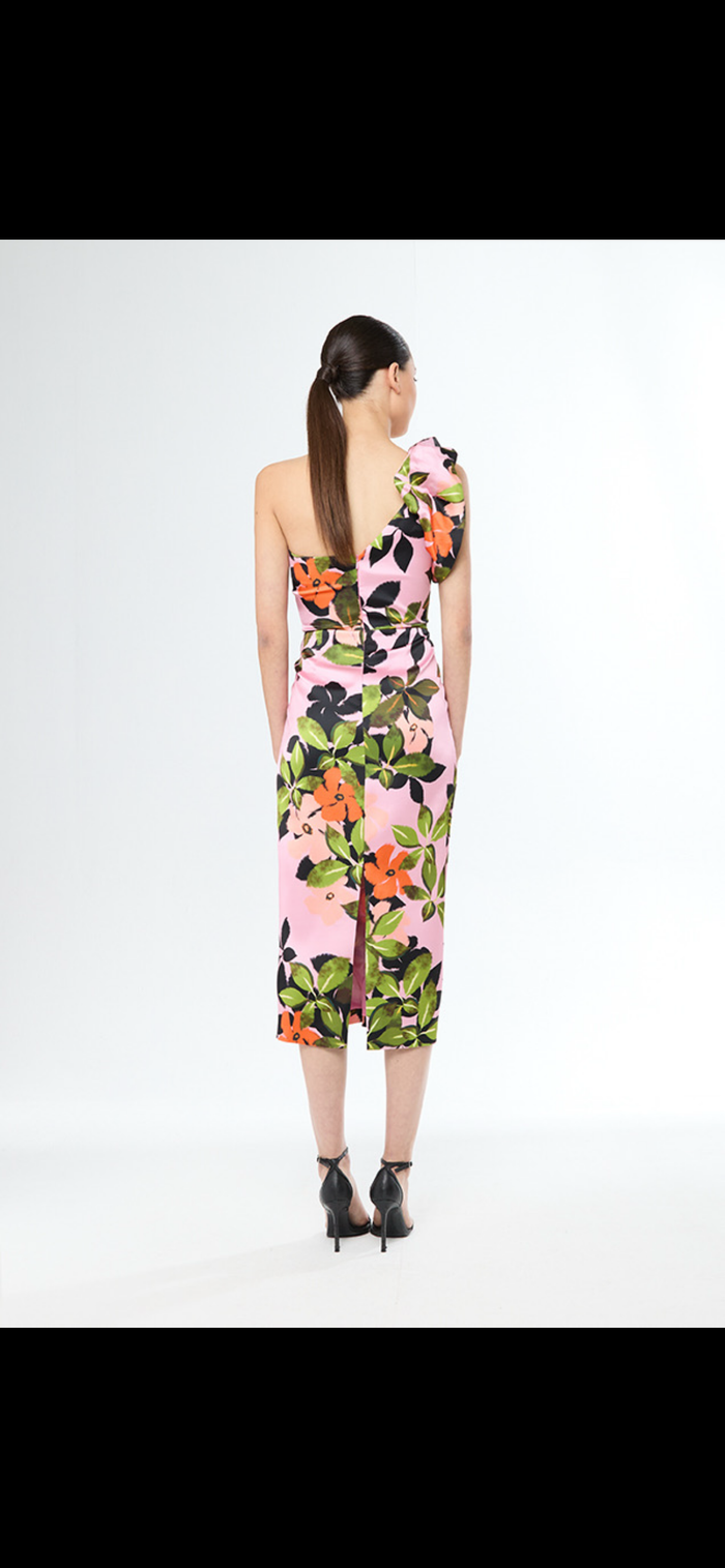 “Pippa” Dress In Pink And Green Floral Print