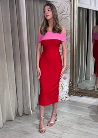 "Remi" Dress In Red And Pink