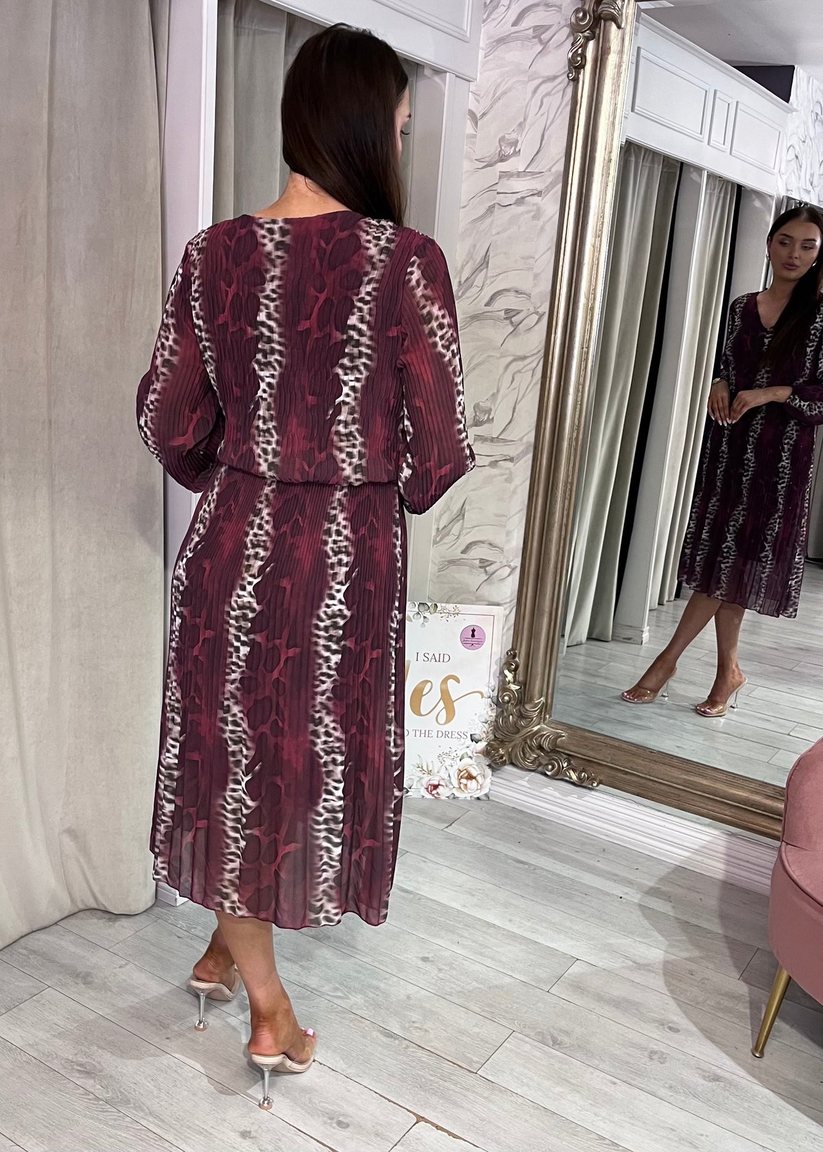 “Maggie” Dress In Mulberry Print
