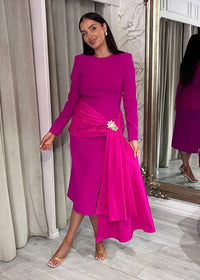 “Camilla” Dress in Cerise Pink