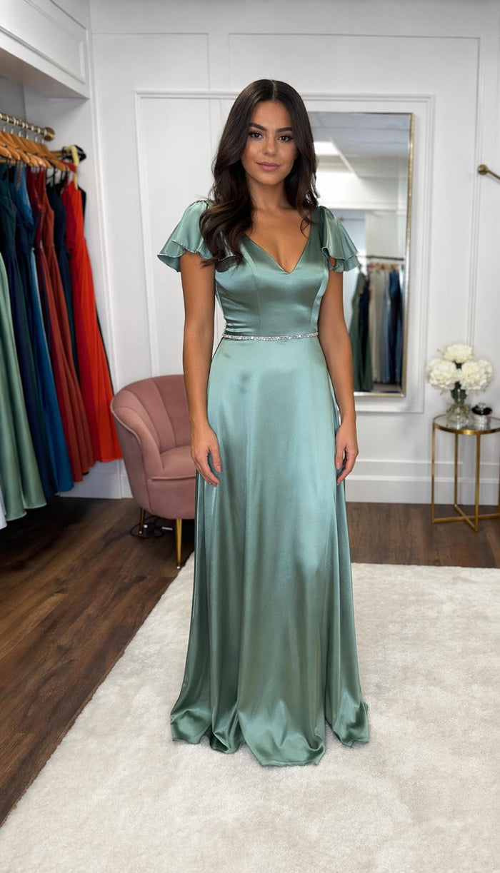 "Mimi” Bridesmaid Dress In Aspen Green