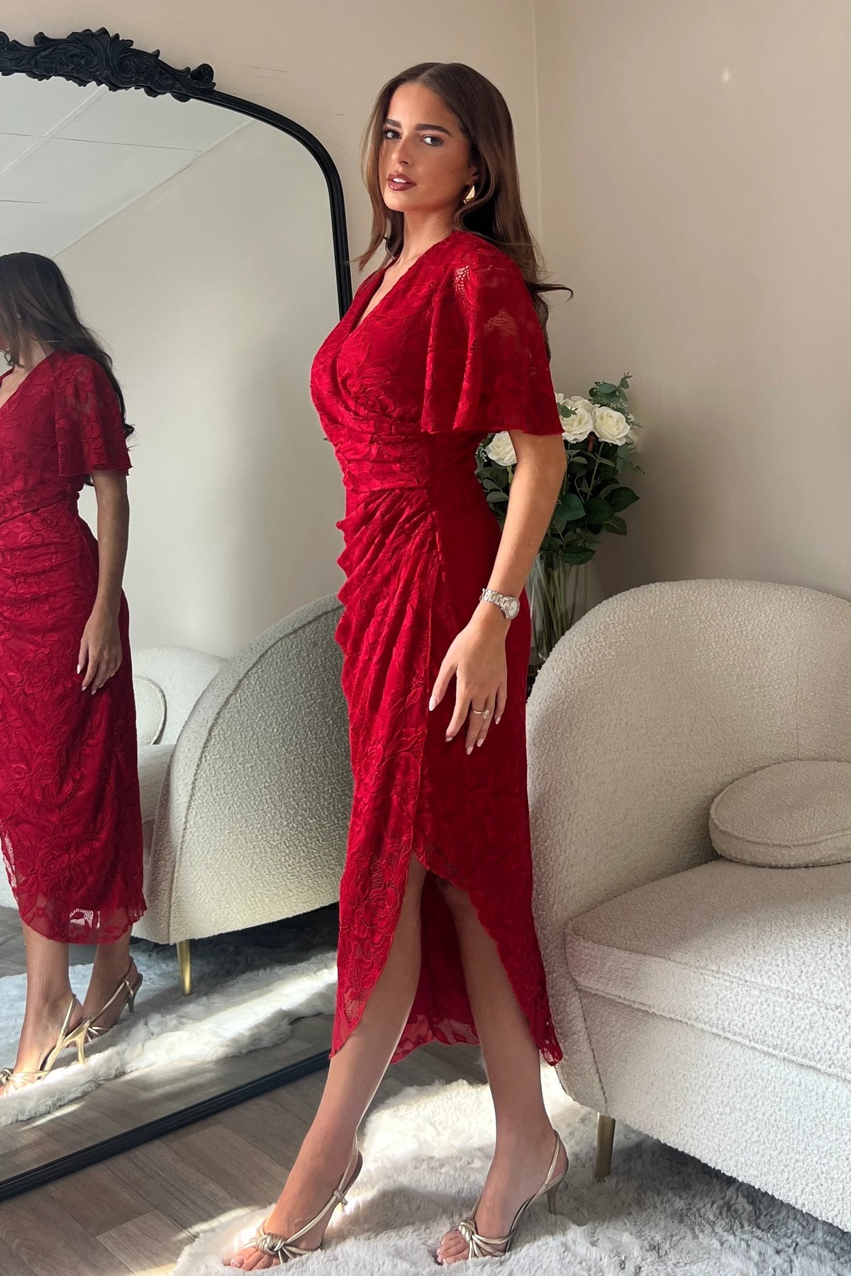 “Natasha” Dress In Red Lace