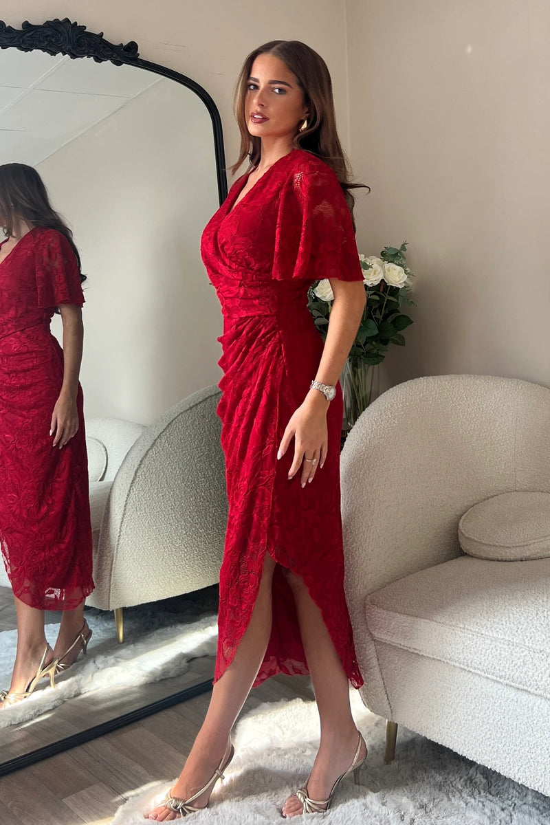 “Natasha” Dress In Red Lace