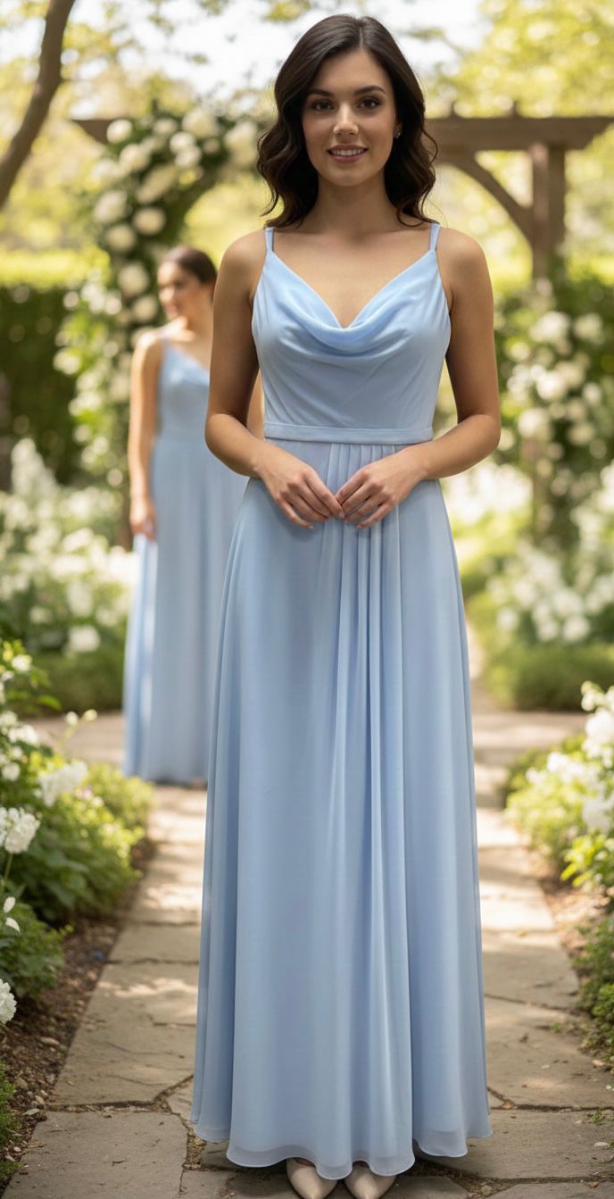 “Luna” Bridesmaid Dress In Pale Blue