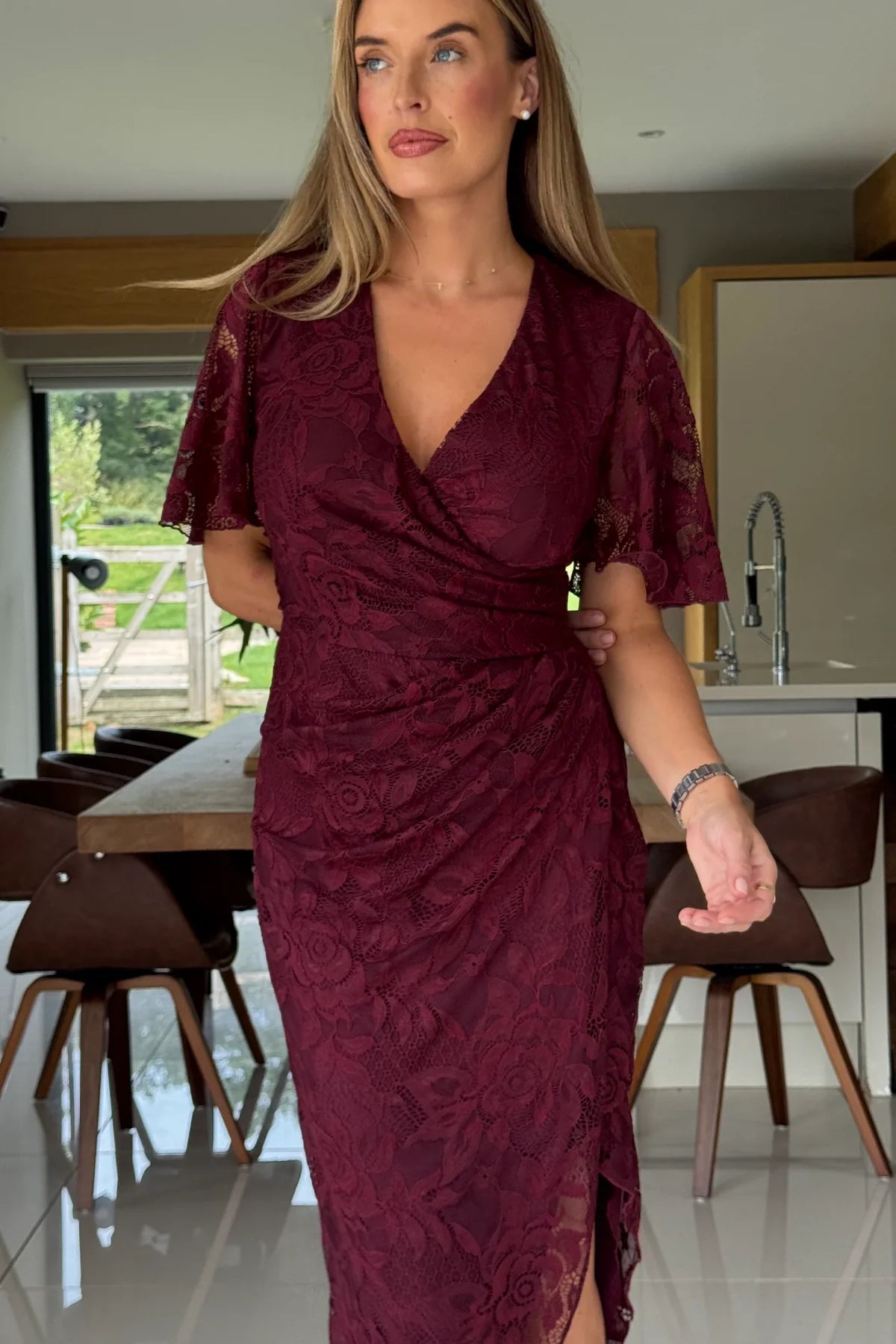 “Natasha” Dress in Berry Lace