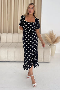 “Heidi” Dress In Black Polka Dot
