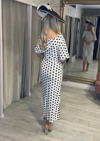 "Fidelma" Dress In Black & White Polka Dot