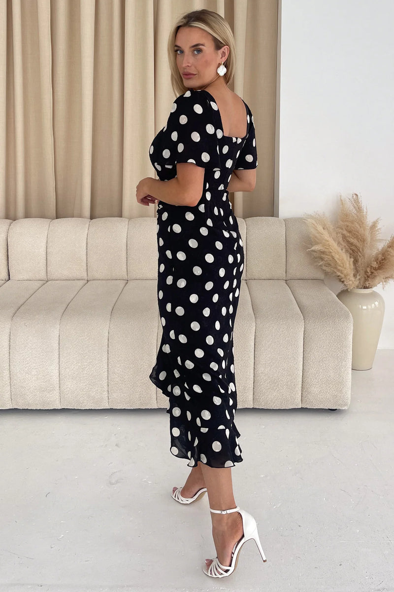 “Heidi” Dress In Black Polka Dot