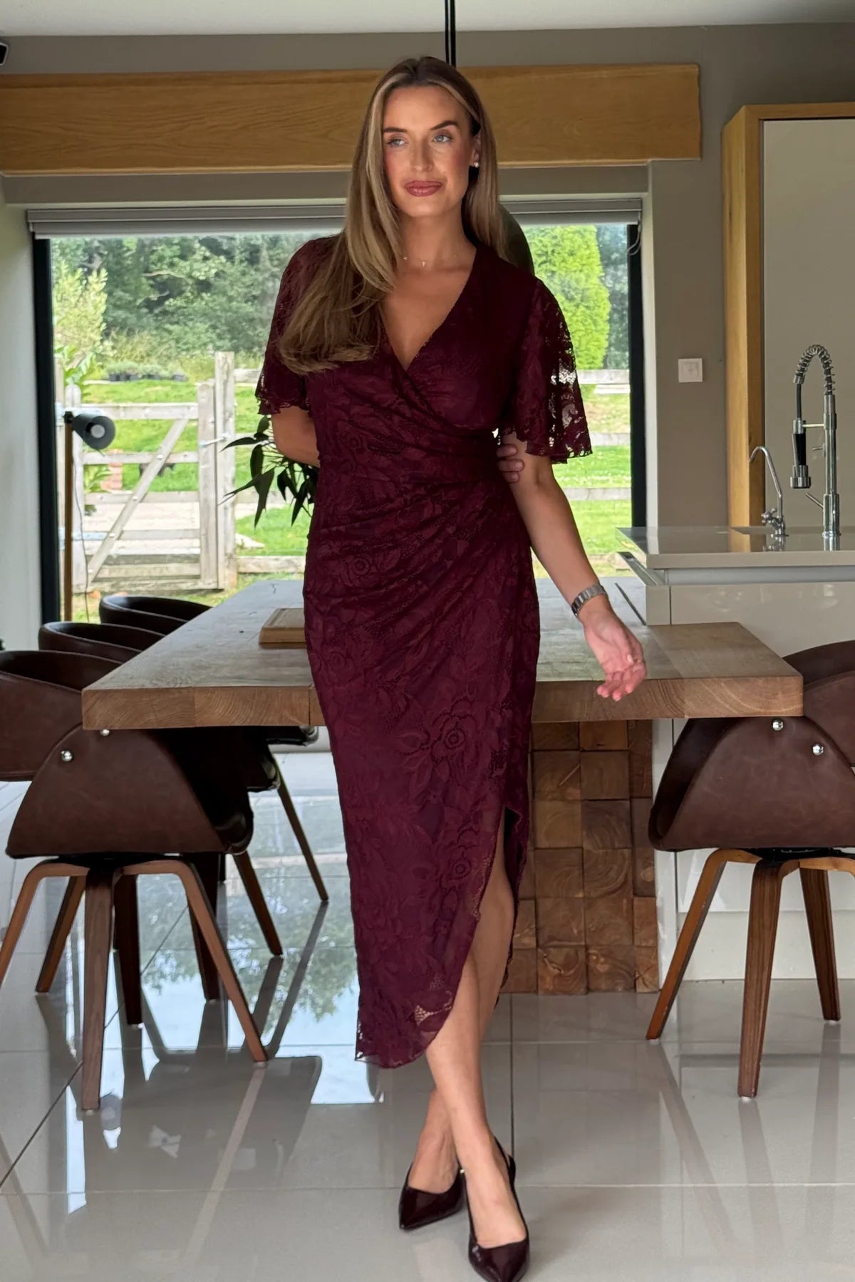 “Natasha” Dress in Berry Lace
