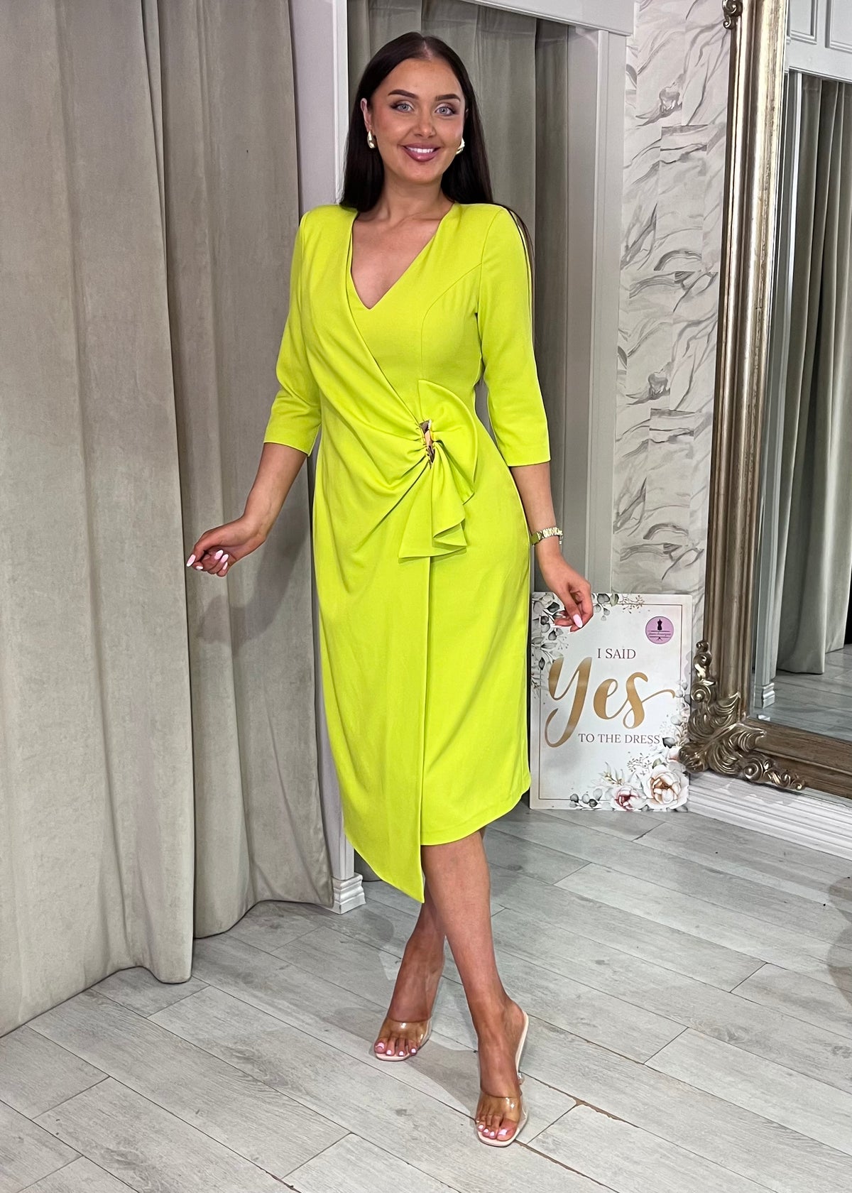"Lena" Dress In Lime Green