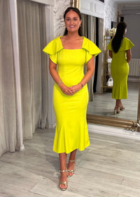 "Mona" Dress In Lime Green