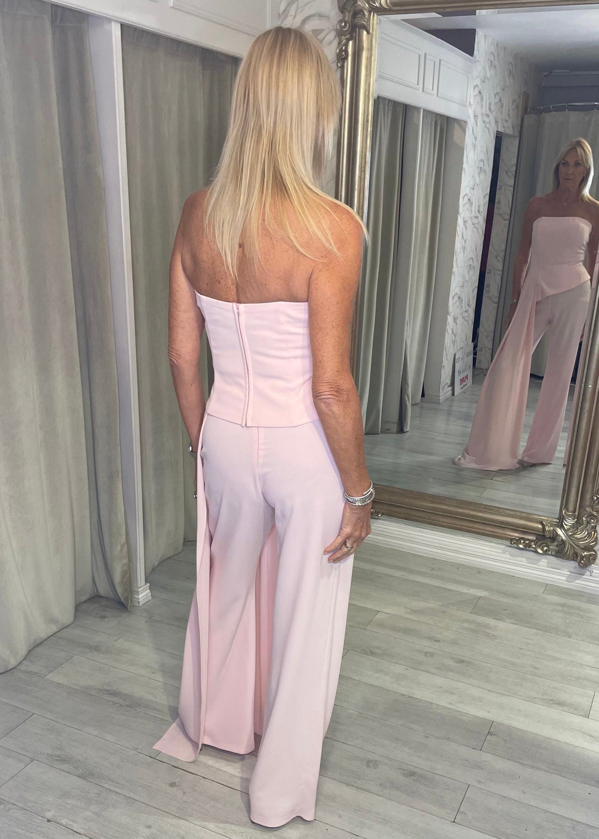 Blush Pink Two Piece With Side Drape