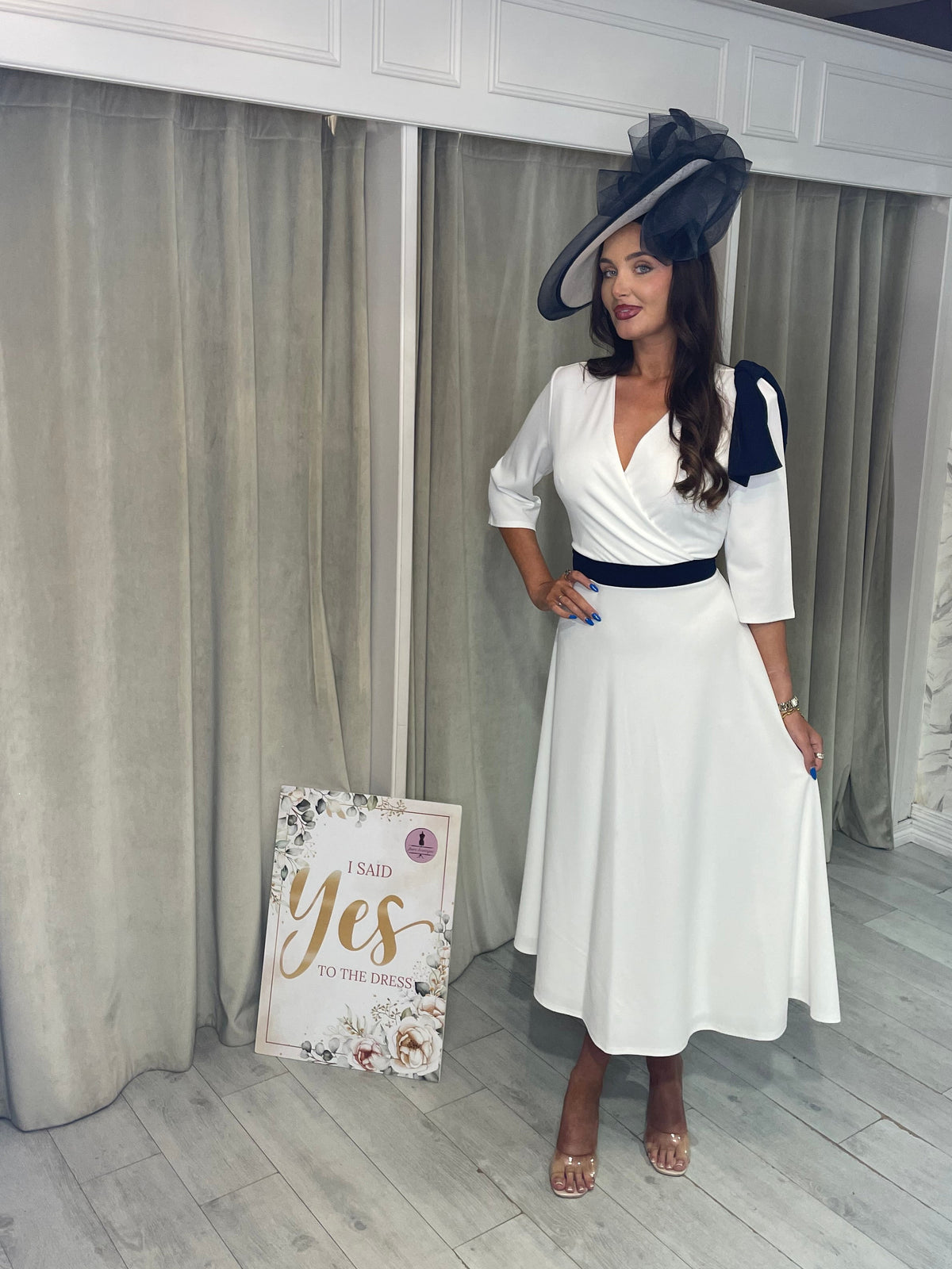 “Portia” In Navy & Cream.