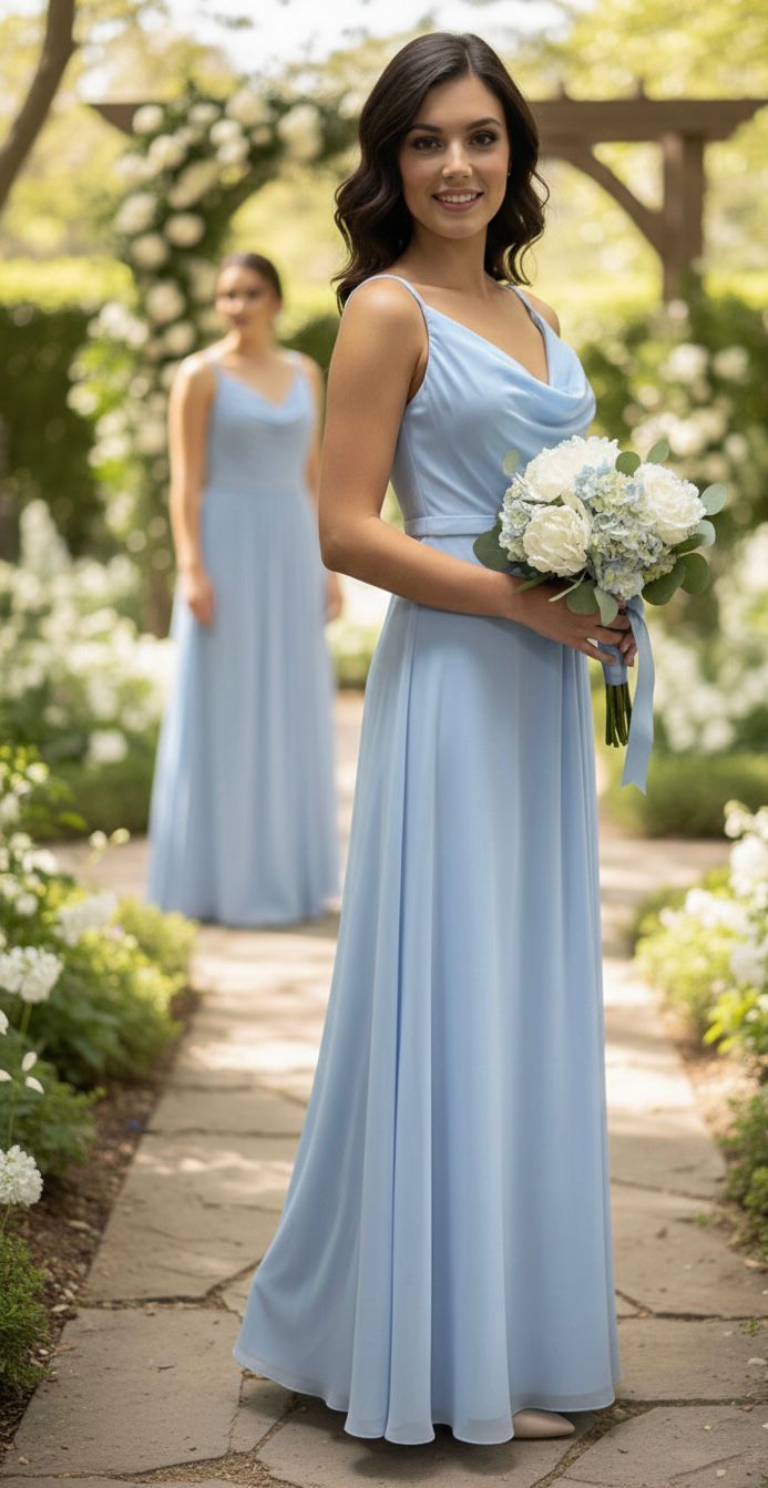 “Luna” Bridesmaid Dress In Pale Blue