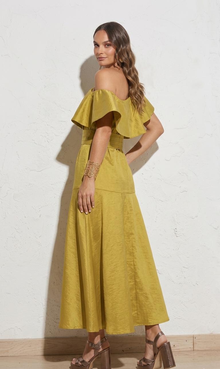 "Celia" Dress In Mustard