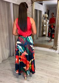 Laura multi print top & skirt