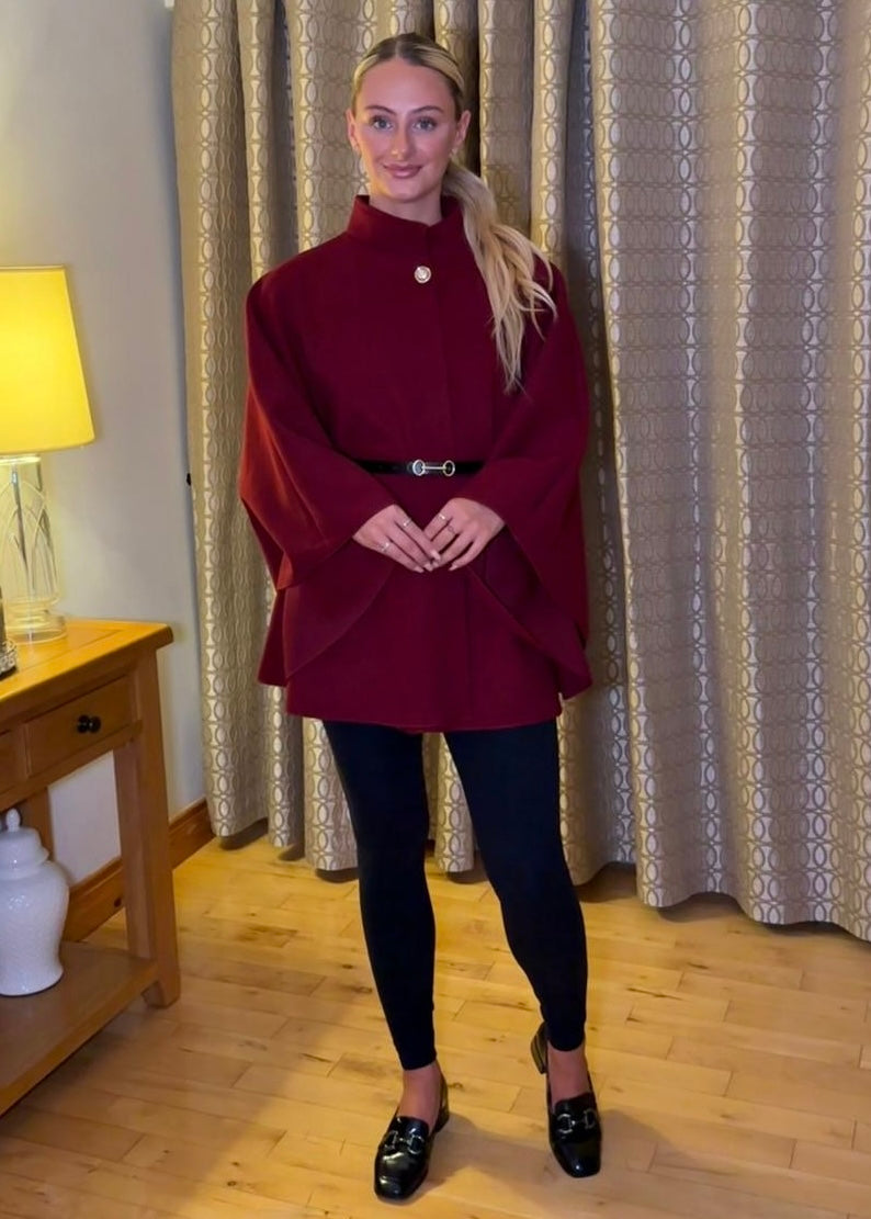“Nelly” Cape In Burgundy