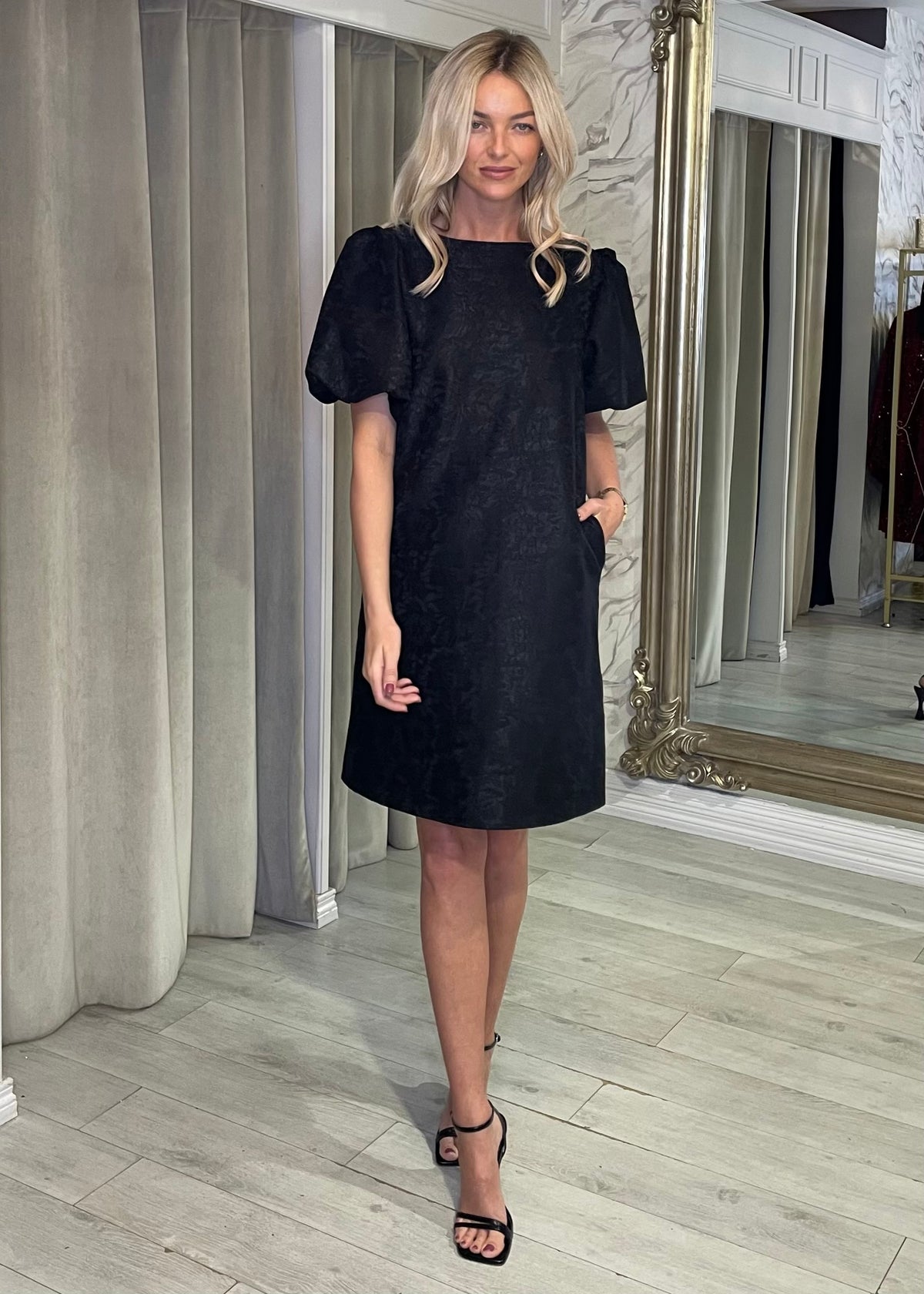 “Darla” Dress In Black Jacquard