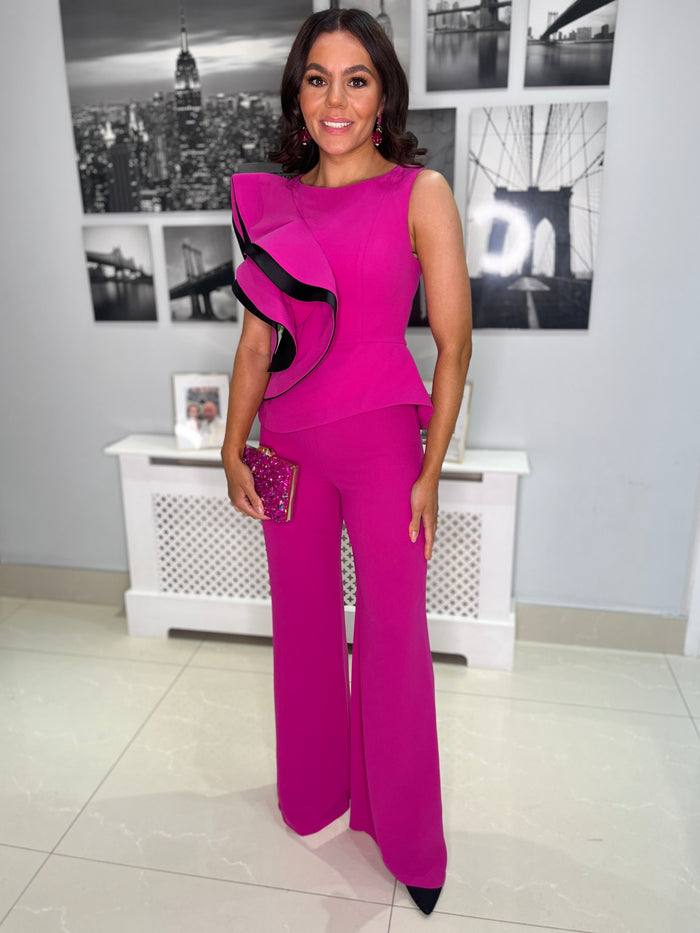 Fuschia Pink Two Piece With Black Trim