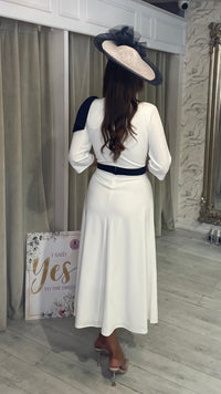 “Portia” In Navy & Cream.