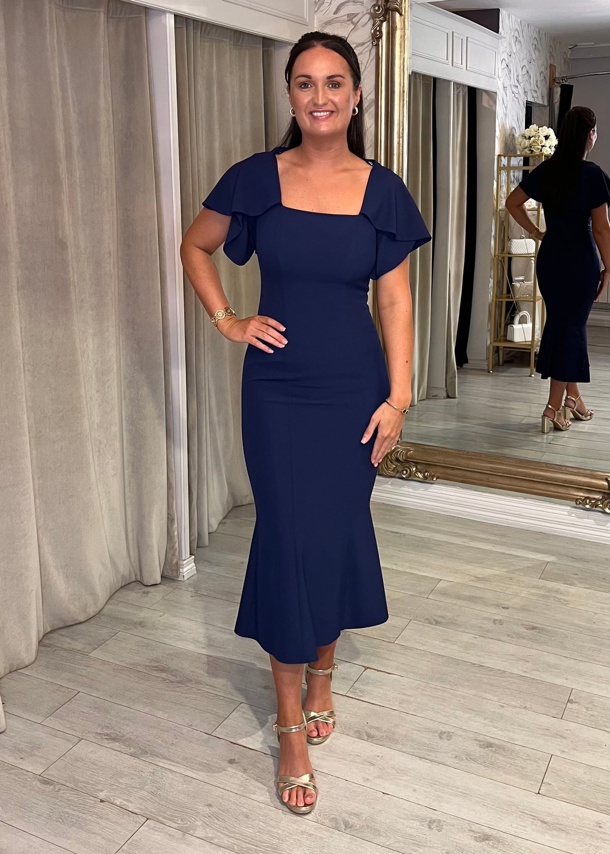 "Mona" Dress In Navy Blue