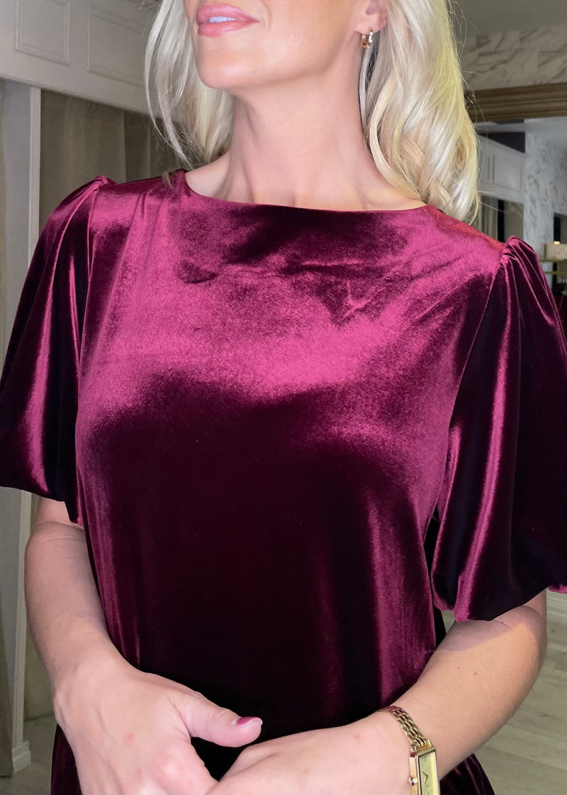 "Oakley" Dress In Burgundy Velvet