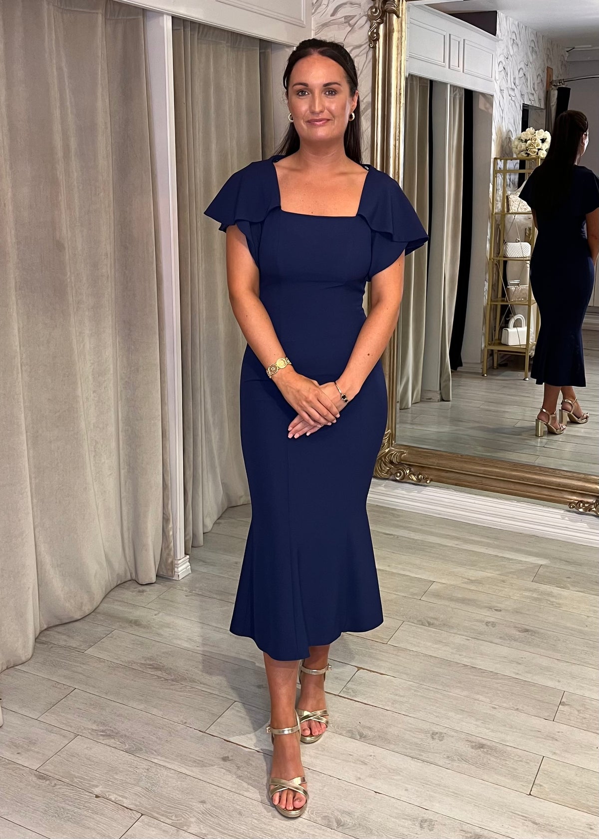 "Mona" Dress In Navy Blue