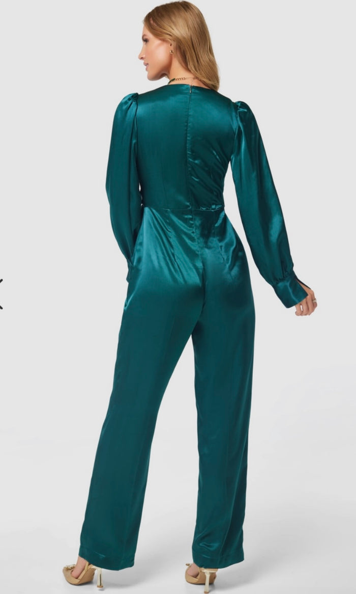 Green Satin Effect Jumpsuit