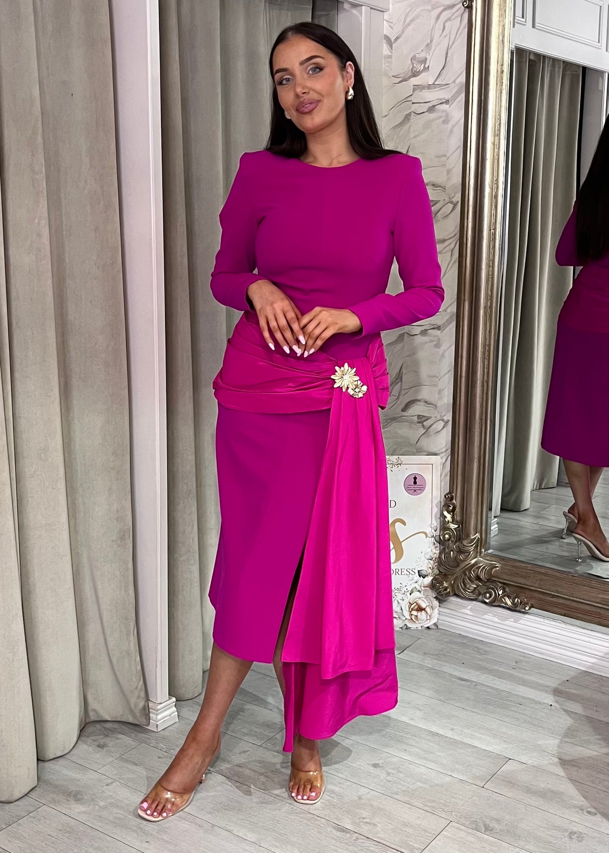 “Camilla” Dress in Cerise Pink