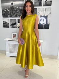 Mustard A-Line Dress With Round Neck