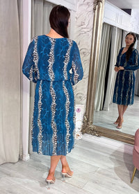 “Maggie” Dress In Teal Print