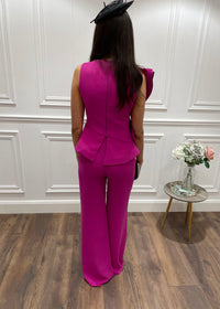 Fuschia Pink Two Piece With Black Trim