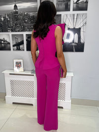 Fuschia Pink Two Piece With Black Trim