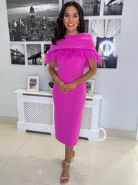 “Charlotte” Dress In Pink With Detachable Cape