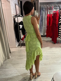 Lime Green Self Pattern Dress