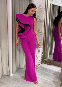 Fuchsia Pink Two Piece With Black Trim