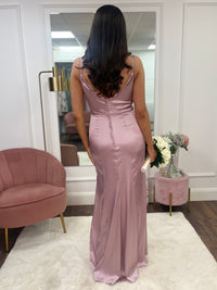 “Bridgette” Bridesmaid Dress In Suede Rose