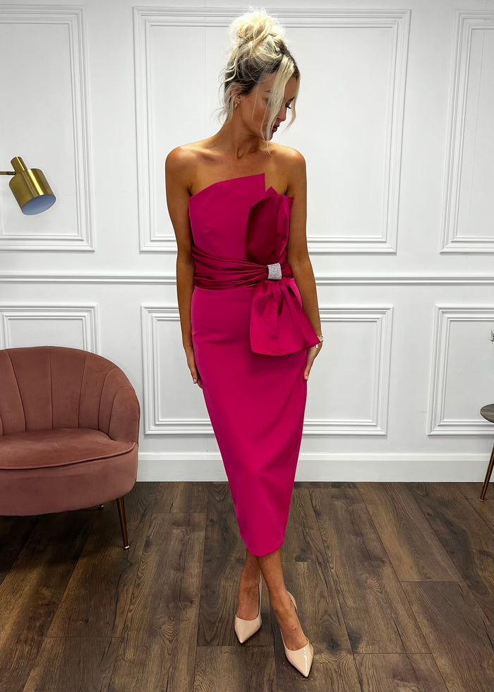 “Sienna” Bow Dress In Pink