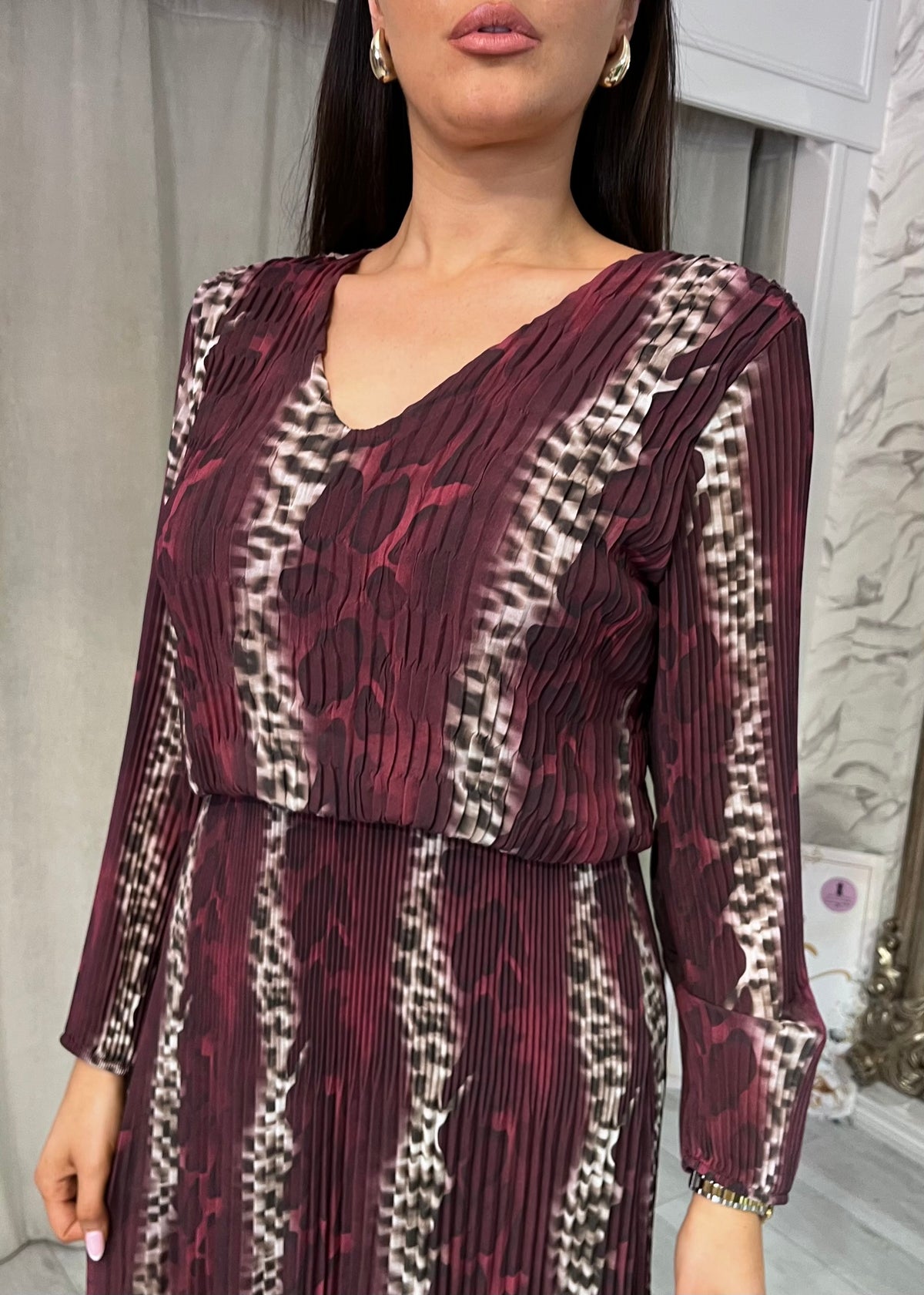 “Maggie” Dress In Mulberry Print
