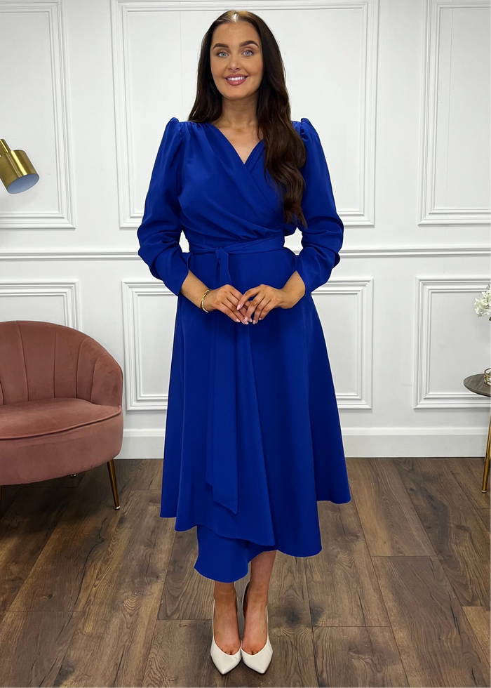 “Stacey” Wrap Dress In Royal Blue