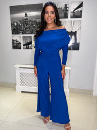 "Carbon" Jumpsuit In Royal With Sleeves